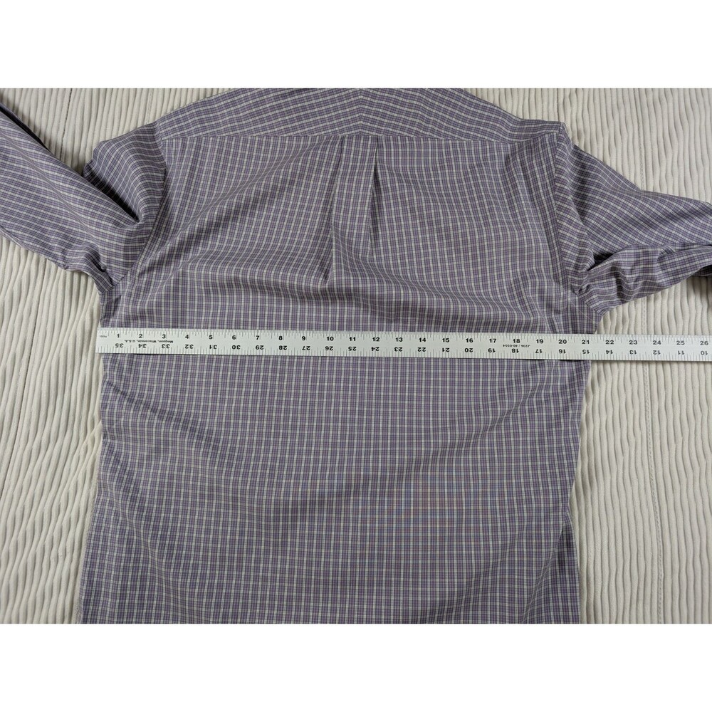 Lands' End Shirt Mens 15-33 M Purple Plaid No Iron Oxford Button Down Cotton - Picture 8 of 9